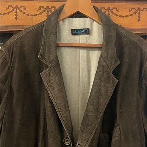 Men's Tincati  Brown Suede Leather Coat XL